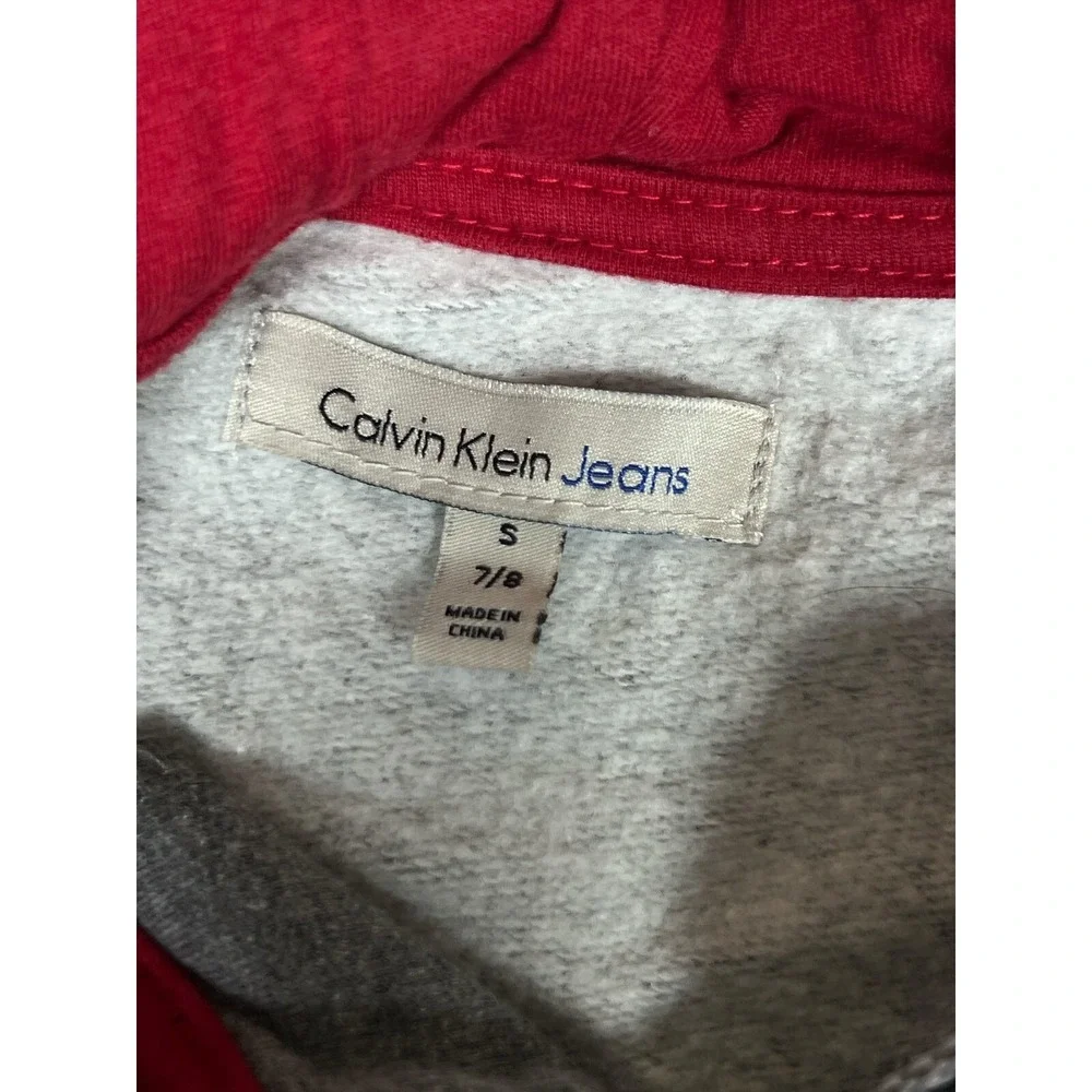 Calvin Klein Boys‎ 7/8 Gray Full Zip Hoodie Sweatshirt Logo CK Graphic